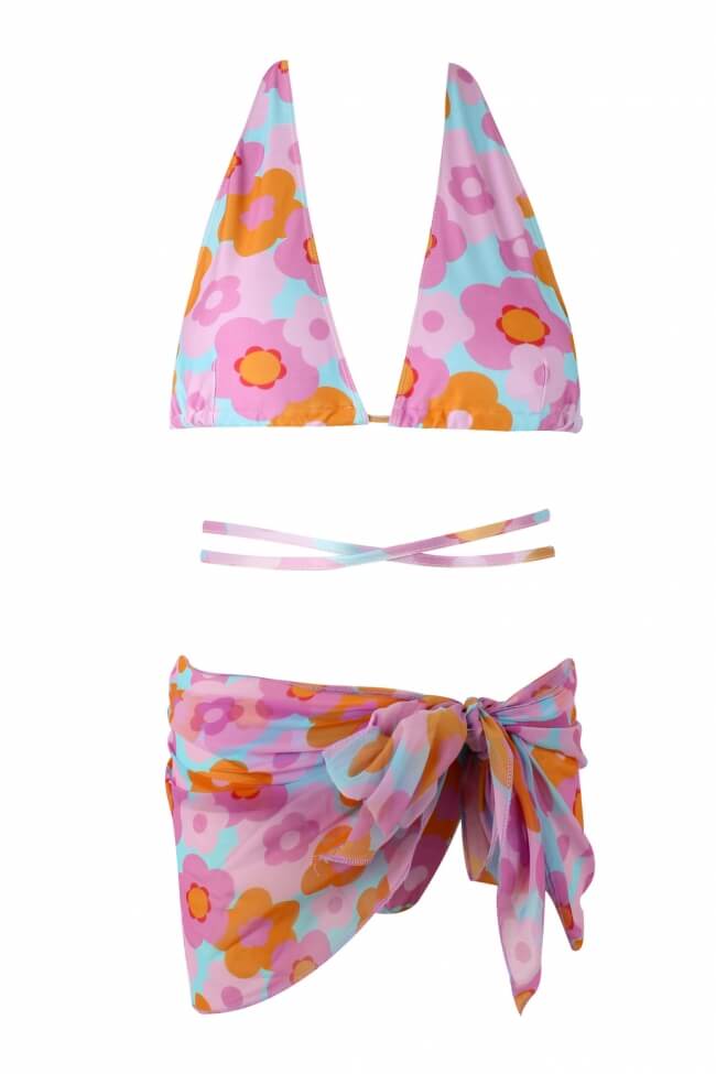 Floral Μπικίνι με Παρεό
