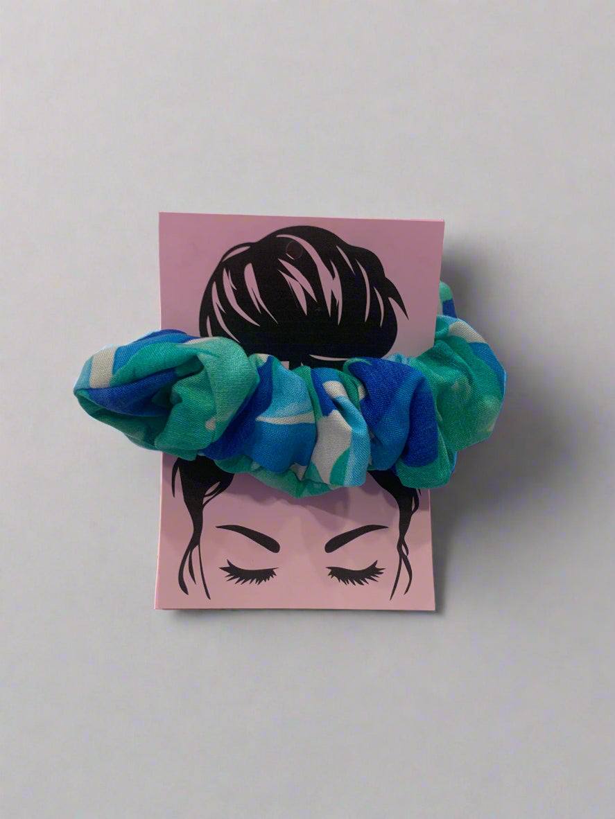 Χειροποίητο Scrunchie σε Πράσινες & Μπλε Αποχρώσεις