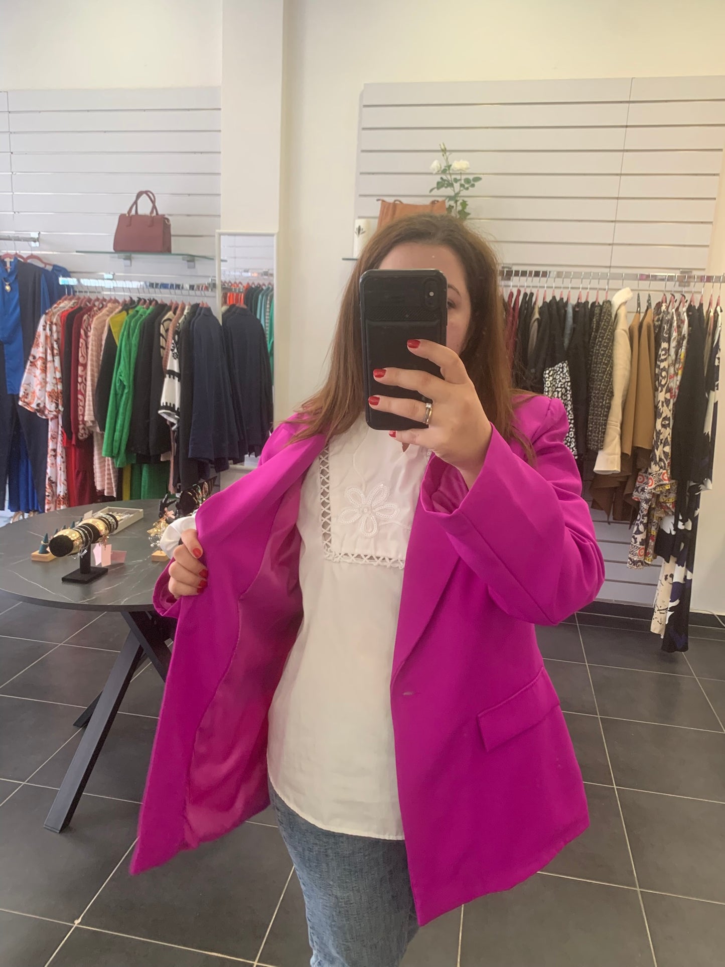 Κρεπ Σακάκι με Φόδρα και Κουμπί - Μωβ