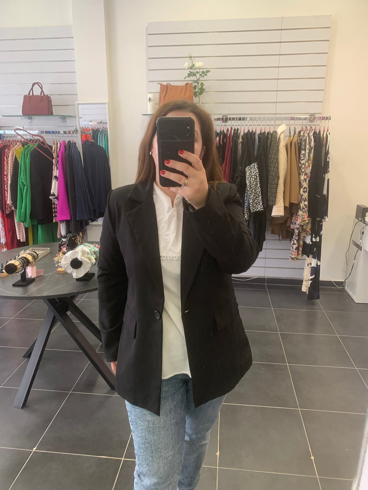 Κρεπ Σακάκι με Φόδρα και Κουμπί - Μαύρο