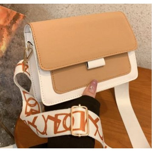 Τσάντα Ώμου με Διπλό Χρώμα και Φαρδύ Λουράκι