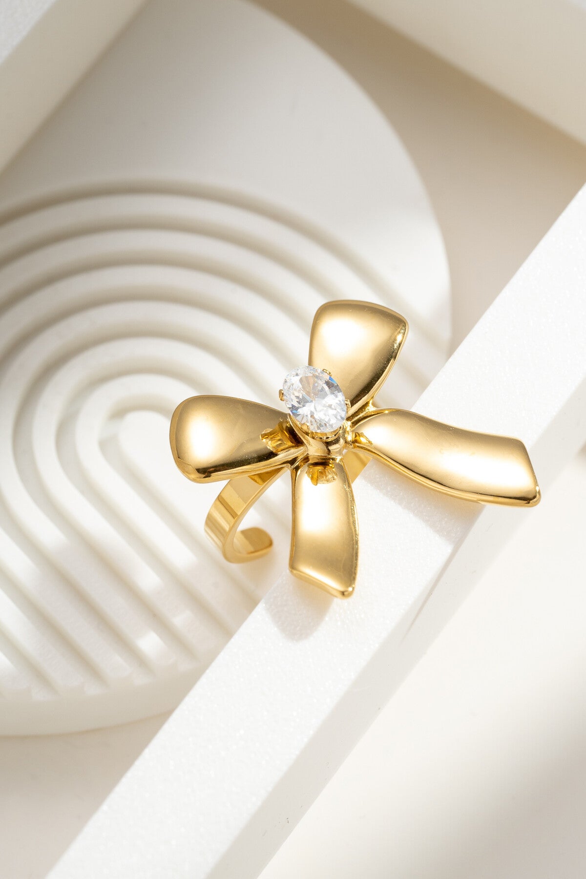 Ατσάλινο Δαχτυλίδι Φιόγκος με Ζιργκόν