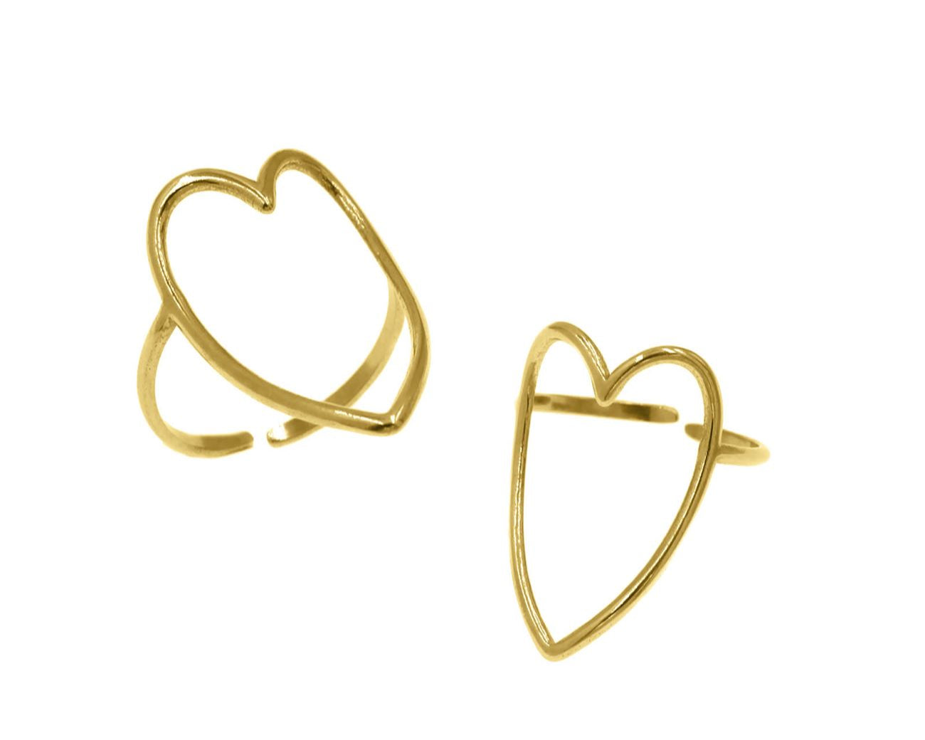 Ατσάλινο Δαχτυλίδι σε Σχήμα Καρδιάς - Χρυσό | R01014