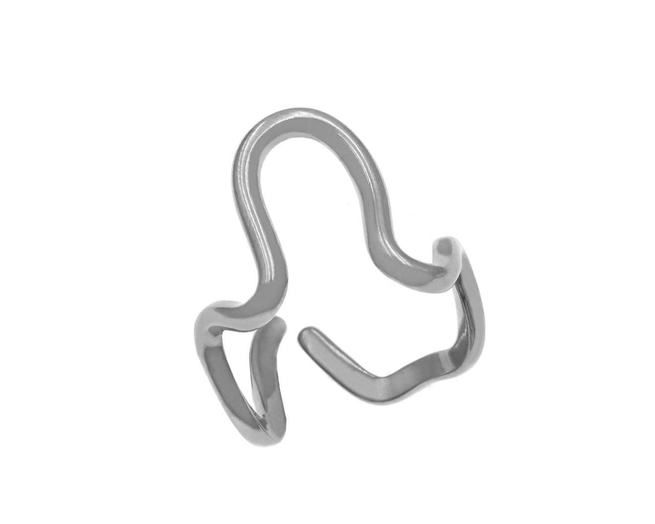 Ατσάλινο Δαχτυλίδι Καμπυλωτό - Ασημί | R01016