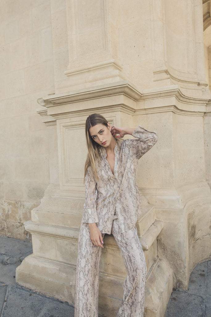 Παντελόνι Κρεπ Σατέν με Πιέτες - Φίδι