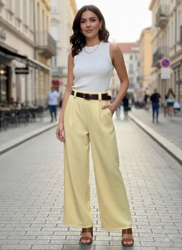 Σουέτ Παντελόνι με Πιέτες και Ζώνη