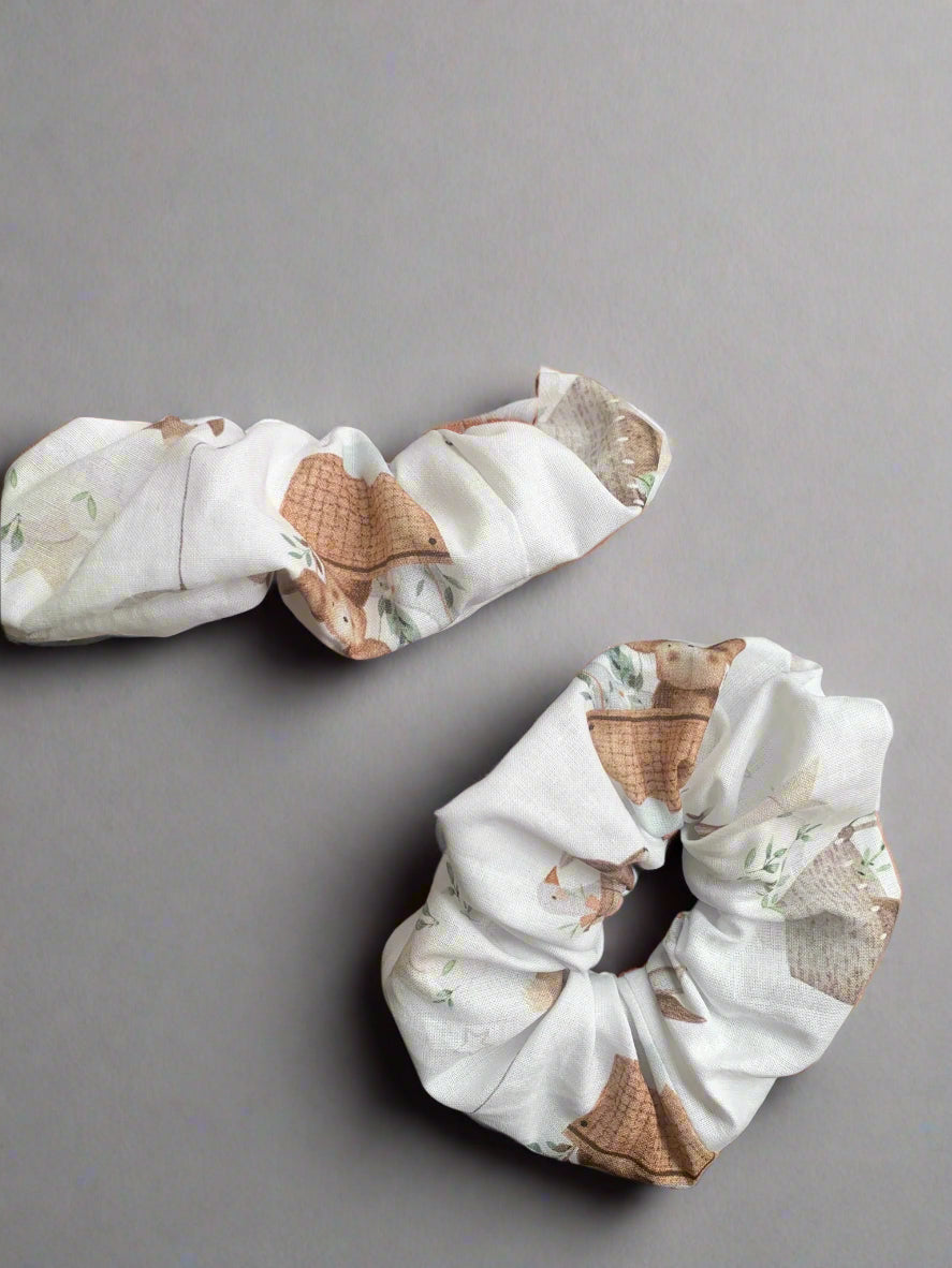 Χειροποίητο Scrunchie με Λαγουδάκια και Αρκουδάκια