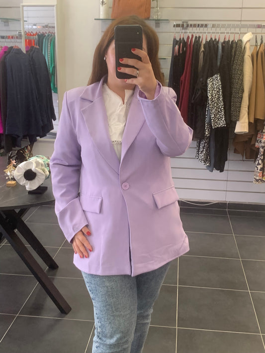 Κρεπ Σακάκι με Φόδρα και Κουμπί - Λιλά