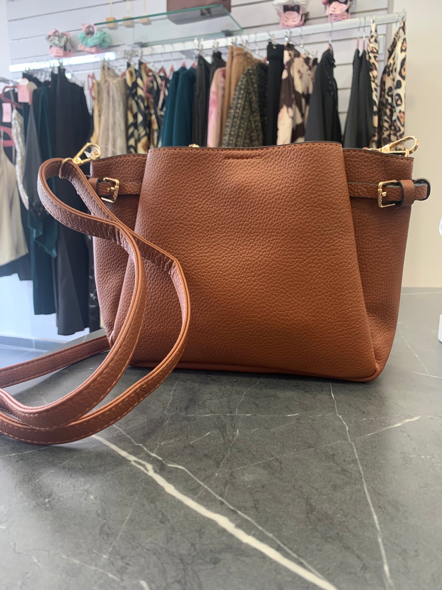 Τσάντα με Λουράκι Ώμου - Καφέ