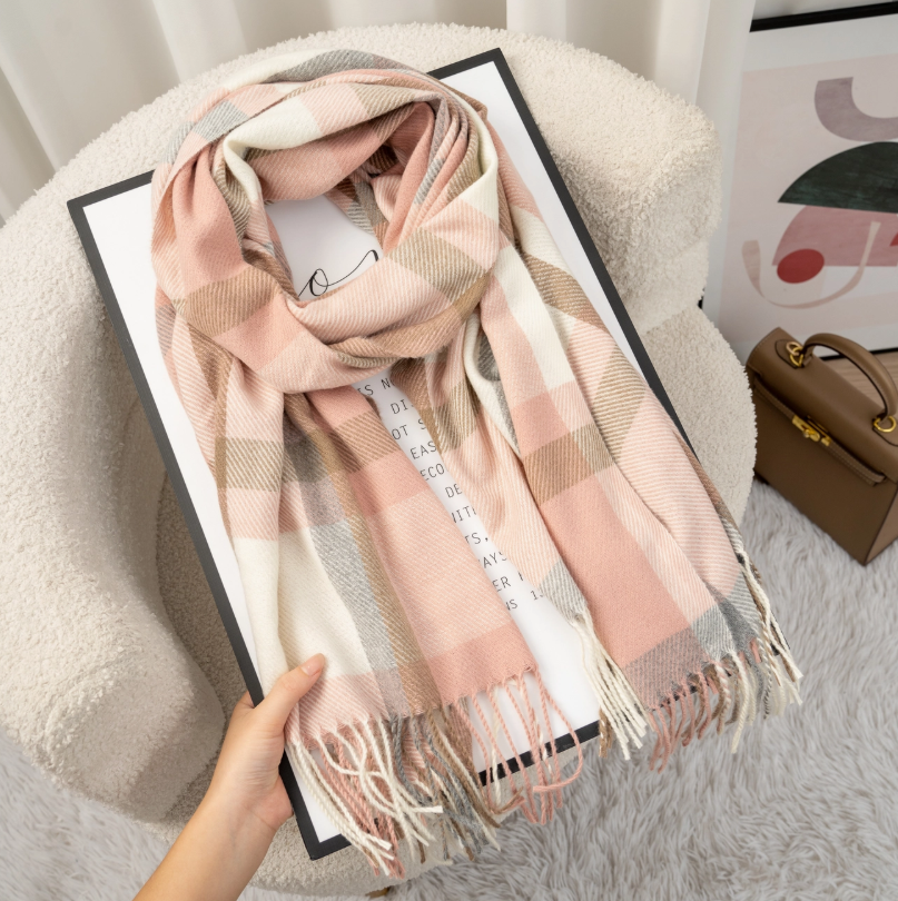 Ροζ Καρό Κασκόλ