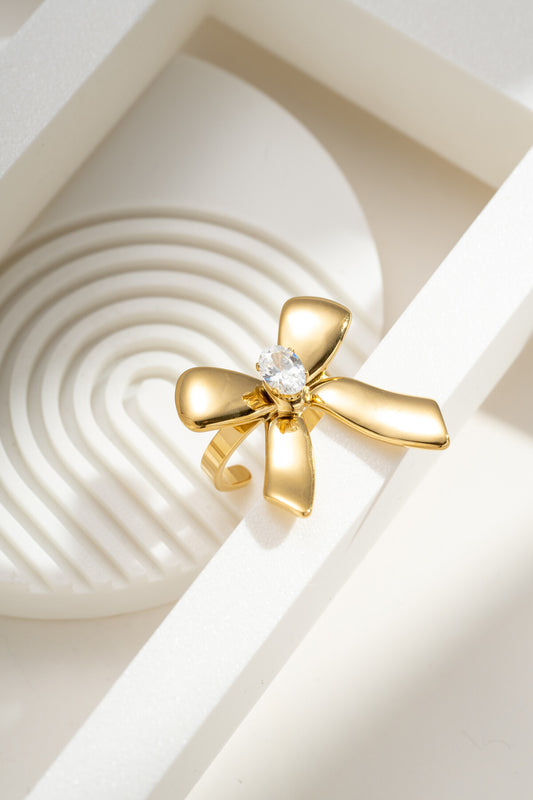 Ατσάλινο Δαχτυλίδι Φιόγκος με Ζιργκόν