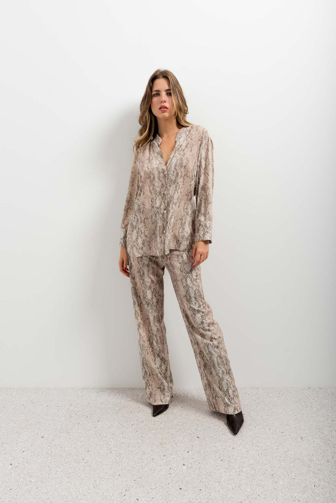 Παντελόνι Κρεπ Σατέν με Πιέτες - Φίδι