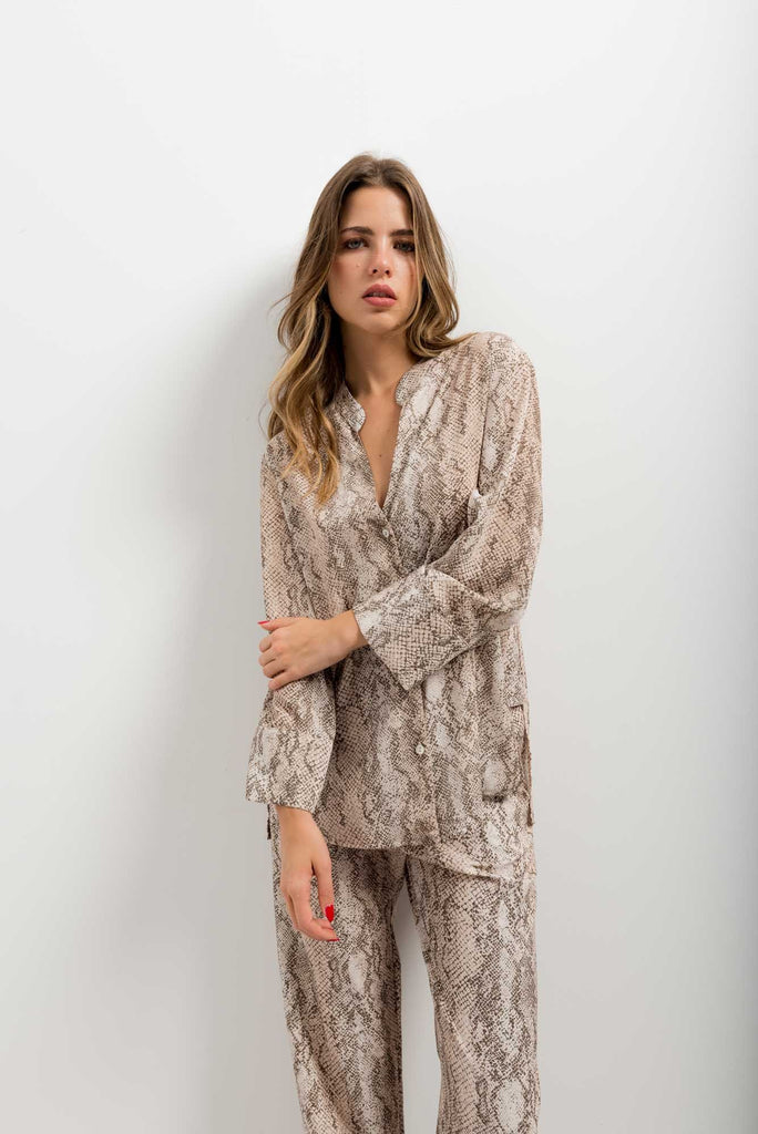 Παντελόνι Κρεπ Σατέν με Πιέτες - Φίδι