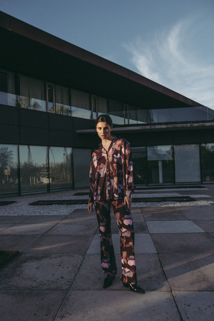 Παντελόνι Κρεπ Σατέν Μωβ-Ροζ