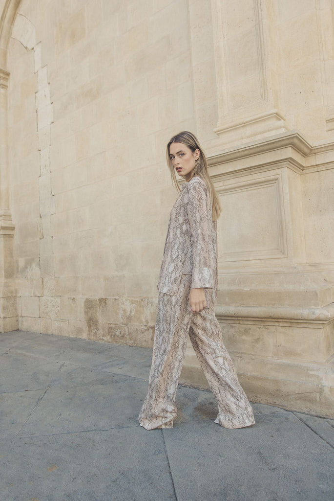 Παντελόνι Κρεπ Σατέν με Πιέτες - Φίδι