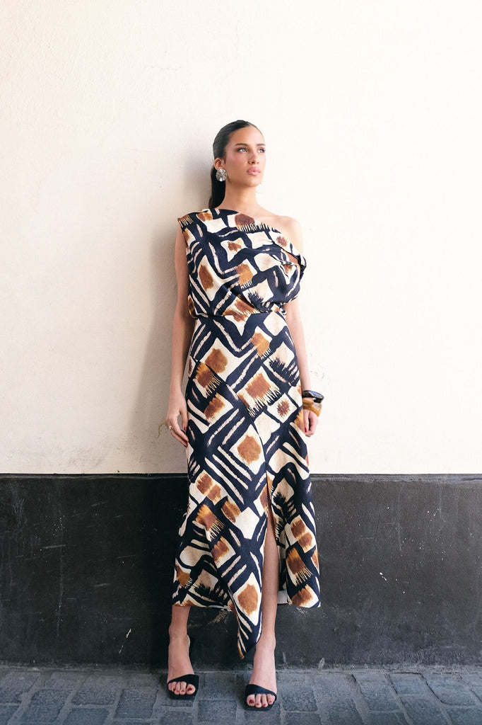 Midi Φούστα με Ethnic Σχέδιο και Σκίσιμο